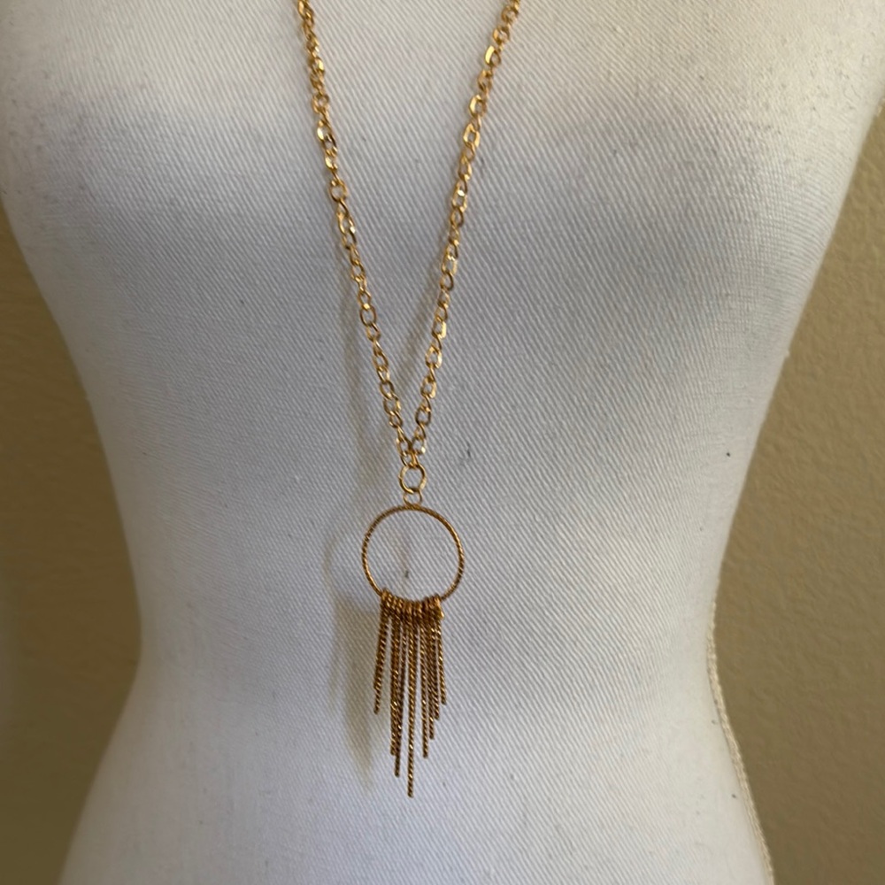 Francesca’s Gold Metal Chain Necklace with Fringe Pendant